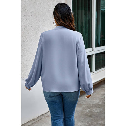 Plus Size Solid Ruched Knot Loose Fit Top