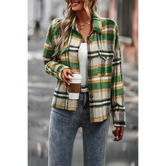 Plaid Button Front Open Pockets Coat | Coat - Women's | 2024, Clearance, Coat | Elings