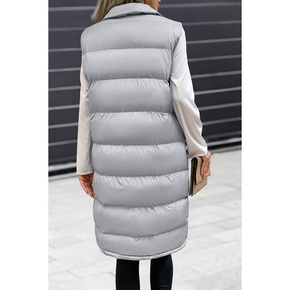 Solid Button Down Puff Vest Padded Jacket