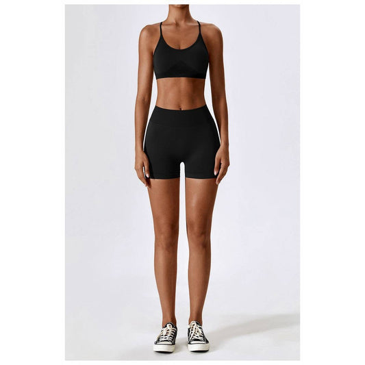 Solid Cross Back Seamless Scrunch Butt Top Bra