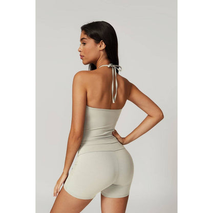 Solid Halter Knot Back Sleeveless Fit Top