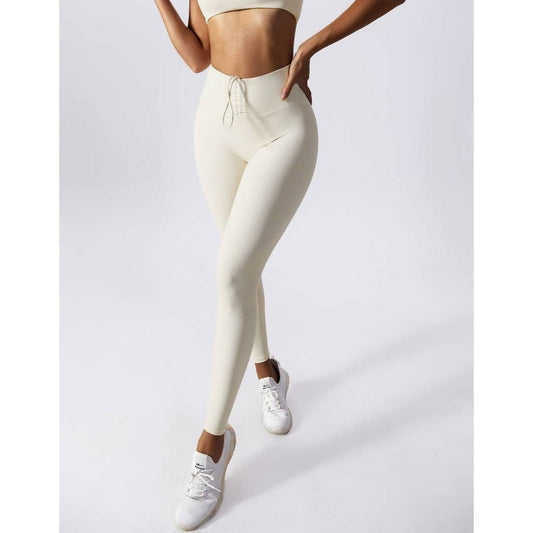 Solid Wide Waist Band Tight Fit Drawstring Legging