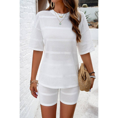 Two Pieces Solid Drop Shoulder Activewear Sets